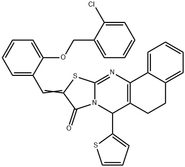 10-{2-[(2-chlorobenzyl)oxy]benzylidene}-7-(2-thienyl)-5,7-dihydro-6H-benzo[h][1,3]thiazolo[2,3-b]quinazolin-9(10H)-one|