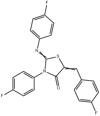 5-(4-fluorobenzylidene)-3-(4-fluorophenyl)-2-[(4-fluorophenyl)imino]-1,3-thiazolidin-4-one Structure