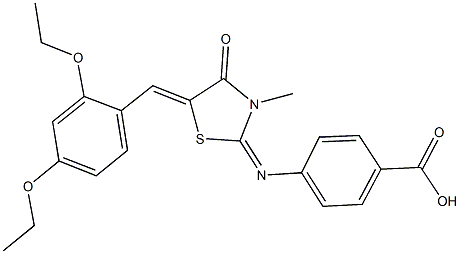 4-{[5-(2,4-diethoxybenzylidene)-3-methyl-4-oxo-1,3-thiazolidin-2-ylidene]amino}benzoic acid 结构式