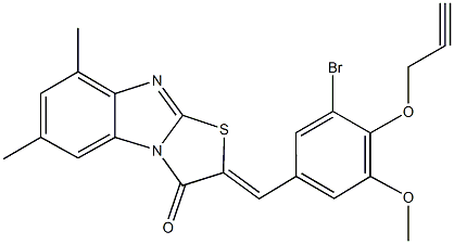2-[3-bromo-5-methoxy-4-(2-propynyloxy)benzylidene]-6,8-dimethyl[1,3]thiazolo[3,2-a]benzimidazol-3(2H)-one,354124-81-5,结构式