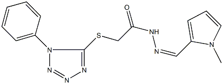 N'-[(1-methyl-1H-pyrrol-2-yl)methylene]-2-[(1-phenyl-1H-tetraazol-5-yl)sulfanyl]acetohydrazide 结构式