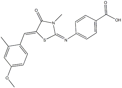 4-{[5-(4-methoxy-2-methylbenzylidene)-3-methyl-4-oxo-1,3-thiazolidin-2-ylidene]amino}benzoic acid 结构式