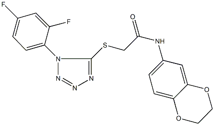 2-{[1-(2,4-difluorophenyl)-1H-tetraazol-5-yl]sulfanyl}-N-(2,3-dihydro-1,4-benzodioxin-6-yl)acetamide,354125-49-8,结构式