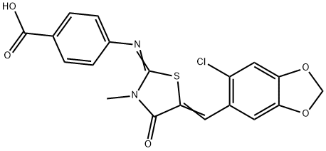 4-({5-[(6-chloro-1,3-benzodioxol-5-yl)methylene]-3-methyl-4-oxo-1,3-thiazolidin-2-ylidene}amino)benzoic acid Structure