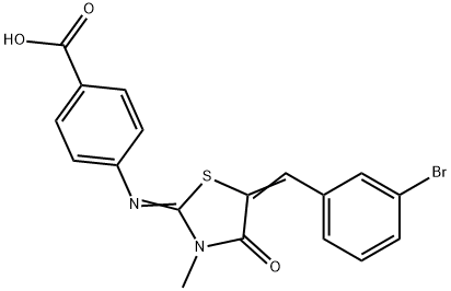 4-{[5-(3-bromobenzylidene)-3-methyl-4-oxo-1,3-thiazolidin-2-ylidene]amino}benzoic acid Structure