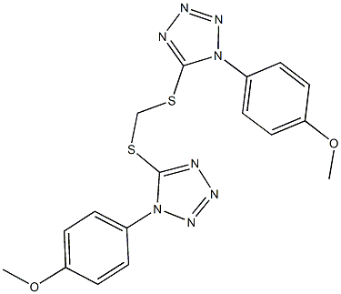 1-(4-methoxyphenyl)-5-[({[1-(4-methoxyphenyl)-1H-tetraazol-5-yl]sulfanyl}methyl)sulfanyl]-1H-tetraazole 结构式