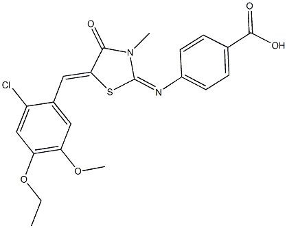 4-{[5-(2-chloro-4-ethoxy-5-methoxybenzylidene)-3-methyl-4-oxo-1,3-thiazolidin-2-ylidene]amino}benzoic acid Structure