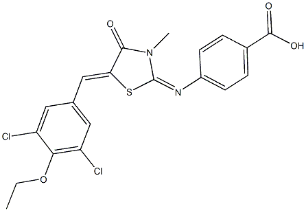 4-{[5-(3,5-dichloro-4-ethoxybenzylidene)-3-methyl-4-oxo-1,3-thiazolidin-2-ylidene]amino}benzoic acid Structure