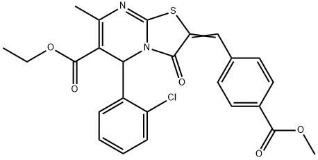 ethyl 5-(2-chlorophenyl)-2-[4-(methoxycarbonyl)benzylidene]-7-methyl-3-oxo-2,3-dihydro-5H-[1,3]thiazolo[3,2-a]pyrimidine-6-carboxylate Struktur
