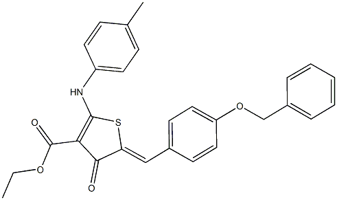 ethyl 5-[4-(benzyloxy)benzylidene]-4-oxo-2-(4-toluidino)-4,5-dihydro-3-thiophenecarboxylate Struktur