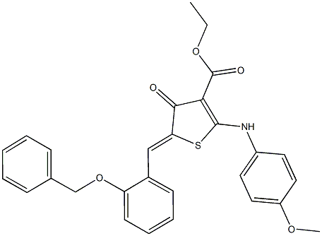 ethyl 5-[2-(benzyloxy)benzylidene]-2-(4-methoxyanilino)-4-oxo-4,5-dihydro-3-thiophenecarboxylate Structure