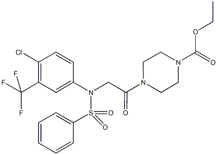 ethyl 4-{[4-chloro(phenylsulfonyl)-3-(trifluoromethyl)anilino]acetyl}-1-piperazinecarboxylate 结构式