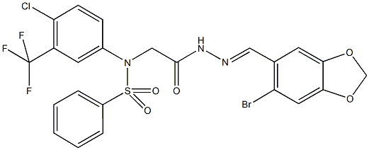 N-(2-{2-[(6-bromo-1,3-benzodioxol-5-yl)methylene]hydrazino}-2-oxoethyl)-N-[4-chloro-3-(trifluoromethyl)phenyl]benzenesulfonamide Structure