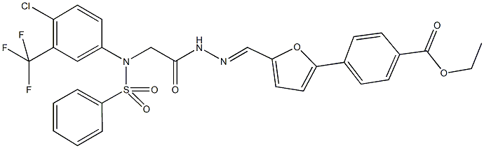 ethyl 4-[5-(2-{[4-chloro(phenylsulfonyl)-3-(trifluoromethyl)anilino]acetyl}carbohydrazonoyl)-2-furyl]benzoate Struktur