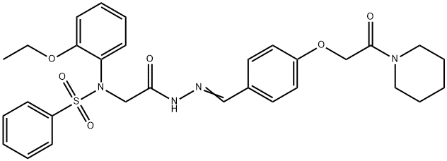N-(2-ethoxyphenyl)-N-[2-oxo-2-(2-{4-[2-oxo-2-(1-piperidinyl)ethoxy]benzylidene}hydrazino)ethyl]benzenesulfonamide Structure