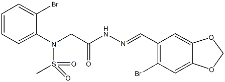 N-(2-{2-[(6-bromo-1,3-benzodioxol-5-yl)methylene]hydrazino}-2-oxoethyl)-N-(2-bromophenyl)methanesulfonamide,354129-38-7,结构式