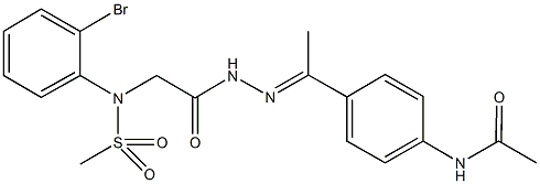 N-[4-(N-{[2-bromo(methylsulfonyl)anilino]acetyl}ethanehydrazonoyl)phenyl]acetamide 结构式