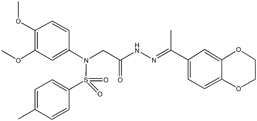 N-(2-{2-[1-(2,3-dihydro-1,4-benzodioxin-6-yl)ethylidene]hydrazino}-2-oxoethyl)-N-(3,4-dimethoxyphenyl)-4-methylbenzenesulfonamide Structure