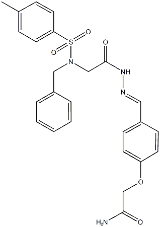 2-{4-[2-({benzyl[(4-methylphenyl)sulfonyl]amino}acetyl)carbohydrazonoyl]phenoxy}acetamide Struktur