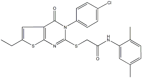 2-{[3-(4-chlorophenyl)-6-ethyl-4-oxo-3,4-dihydrothieno[2,3-d]pyrimidin-2-yl]sulfanyl}-N-(2,5-dimethylphenyl)acetamide,354130-01-1,结构式