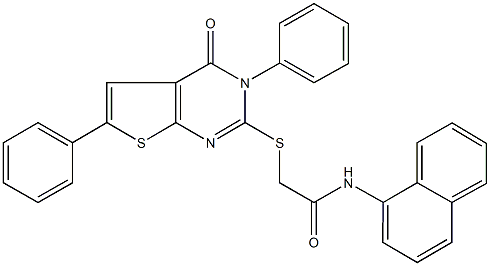 N-(1-naphthyl)-2-[(4-oxo-3,6-diphenyl-3,4-dihydrothieno[2,3-d]pyrimidin-2-yl)sulfanyl]acetamide Structure