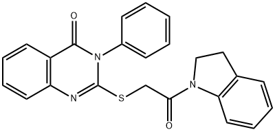 2-{[2-(2,3-dihydro-1H-indol-1-yl)-2-oxoethyl]sulfanyl}-3-phenyl-4(3H)-quinazolinone 结构式