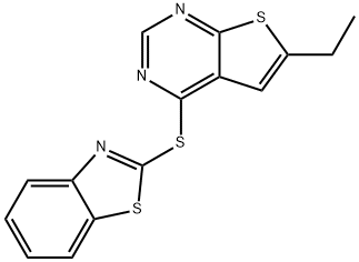 4-(1,3-benzothiazol-2-ylsulfanyl)-6-ethylthieno[2,3-d]pyrimidine Struktur