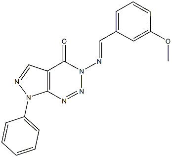 3-[(3-methoxybenzylidene)amino]-7-phenyl-3,7-dihydro-4H-pyrazolo[3,4-d][1,2,3]triazin-4-one Structure