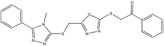 2-[(5-{[(4-methyl-5-phenyl-4H-1,2,4-triazol-3-yl)sulfanyl]methyl}-1,3,4-oxadiazol-2-yl)sulfanyl]-1-phenylethanone 结构式