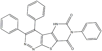 3,4,7-triphenylpyrimido[4',5':4,5]thieno[2,3-c]pyridazine-6,8(5H,7H)-dione 化学構造式