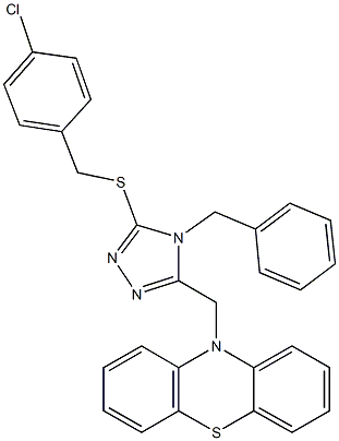 10-({4-benzyl-5-[(4-chlorobenzyl)sulfanyl]-4H-1,2,4-triazol-3-yl}methyl)-10H-phenothiazine Struktur