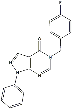 5-(4-fluorobenzyl)-1-phenyl-1,5-dihydro-4H-pyrazolo[3,4-d]pyrimidin-4-one Struktur