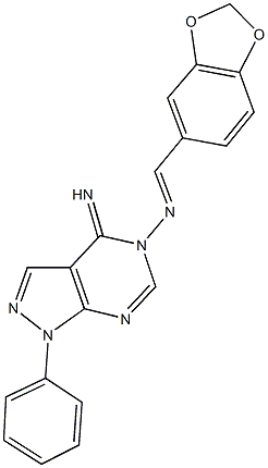 N-(1,3-benzodioxol-5-ylmethylene)-N-(4-imino-1-phenyl-1,4-dihydro-5H-pyrazolo[3,4-d]pyrimidin-5-yl)amine Structure