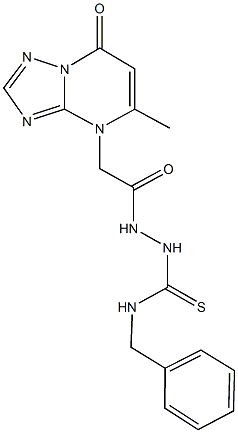 N-benzyl-2-[(5-methyl-7-oxo[1,2,4]triazolo[1,5-a]pyrimidin-4(7H)-yl)acetyl]hydrazinecarbothioamide Struktur