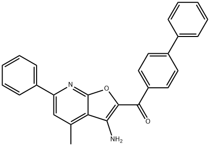 (3-amino-4-methyl-6-phenylfuro[2,3-b]pyridin-2-yl)([1,1'-biphenyl]-4-yl)methanone 化学構造式