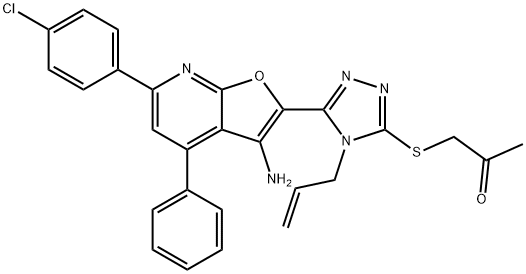 1-({4-allyl-5-[3-amino-6-(4-chlorophenyl)-4-phenylfuro[2,3-b]pyridin-2-yl]-4H-1,2,4-triazol-3-yl}sulfanyl)acetone Structure