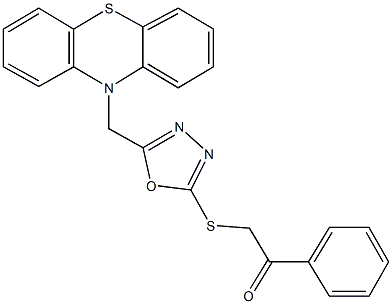 2-{[5-(10H-phenothiazin-10-ylmethyl)-1,3,4-oxadiazol-2-yl]sulfanyl}-1-phenylethanone,354131-93-4,结构式