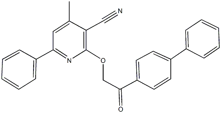 2-(2-[1,1'-biphenyl]-4-yl-2-oxoethoxy)-4-methyl-6-phenylnicotinonitrile Struktur