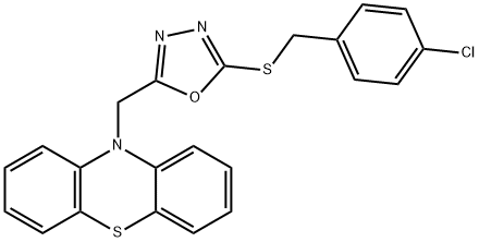 10-({5-[(4-chlorobenzyl)sulfanyl]-1,3,4-oxadiazol-2-yl}methyl)-10H-phenothiazine|