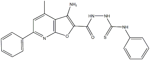 2-[(3-amino-4-methyl-6-phenylfuro[2,3-b]pyridin-2-yl)carbonyl]-N-phenylhydrazinecarbothioamide 结构式