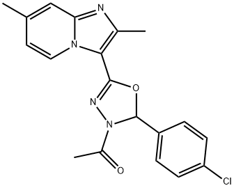 3-[4-acetyl-5-(4-chlorophenyl)-4,5-dihydro-1,3,4-oxadiazol-2-yl]-2,7-dimethylimidazo[1,2-a]pyridine Structure