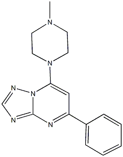 7-(4-methyl-1-piperazinyl)-5-phenyl[1,2,4]triazolo[1,5-a]pyrimidine 化学構造式