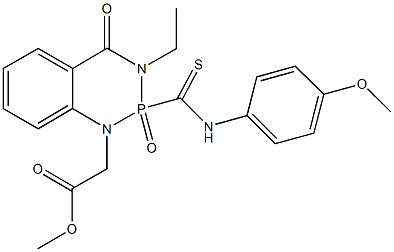 methyl (3-ethyl-2-[(4-methoxyanilino)carbothioyl]-2-oxido-4-oxo-3,4-dihydro-1,3,2-benzodiazaphosphinin-1(2H)-yl)acetate Structure