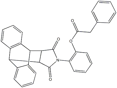 2-(16,18-dioxo-17-azapentacyclo[6.6.5.0~2,7~.0~9,14~.0~15,19~]nonadeca-2,4,6,9,11,13-hexaen-17-yl)phenyl phenylacetate 结构式