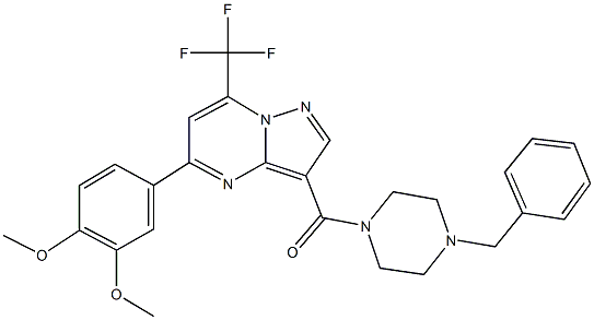 3-[(4-benzyl-1-piperazinyl)carbonyl]-5-(3,4-dimethoxyphenyl)-7-(trifluoromethyl)pyrazolo[1,5-a]pyrimidine Structure