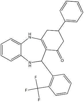 3-phenyl-11-[2-(trifluoromethyl)phenyl]-2,3,4,5,10,11-hexahydro-1H-dibenzo[b,e][1,4]diazepin-1-one Structure