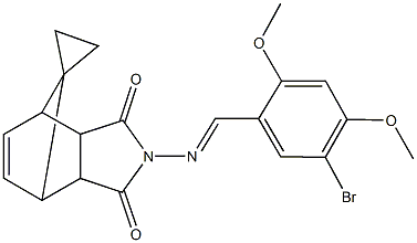 4-[(5-bromo-2,4-dimethoxybenzylidene)amino]-spiro(4-azatricyclo[5.2.1.0~2,6~]dec-8-ene-10,1'-cyclopropane)-3,5-dione,354158-81-9,结构式