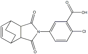 2-chloro-5-(3,5-dioxo-4-azatricyclo[5.2.2.0~2,6~]undec-8-en-4-yl)benzoic acid Struktur