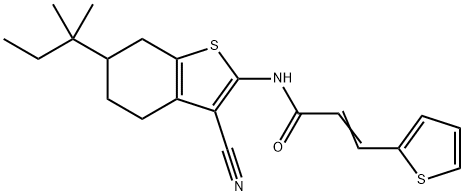 N-(3-cyano-6-tert-pentyl-4,5,6,7-tetrahydro-1-benzothien-2-yl)-3-(2-thienyl)acrylamide Struktur