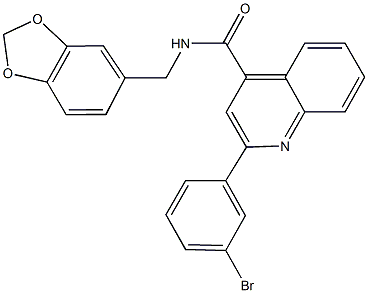 N-(1,3-benzodioxol-5-ylmethyl)-2-(3-bromophenyl)-4-quinolinecarboxamide Struktur